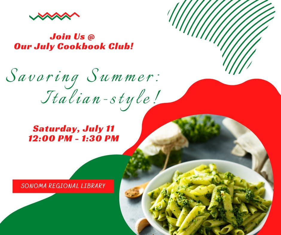 July Cookbook Club, Saturday July 11, 12-1:30pm