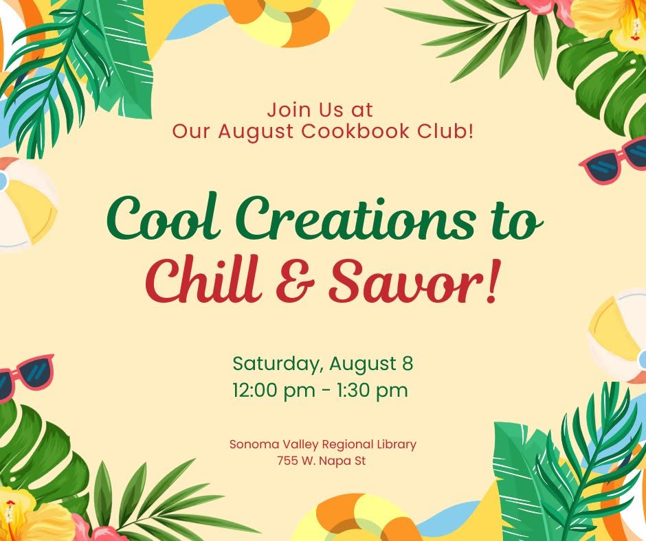Cookbook Club Saturday August 8th 12-1:30