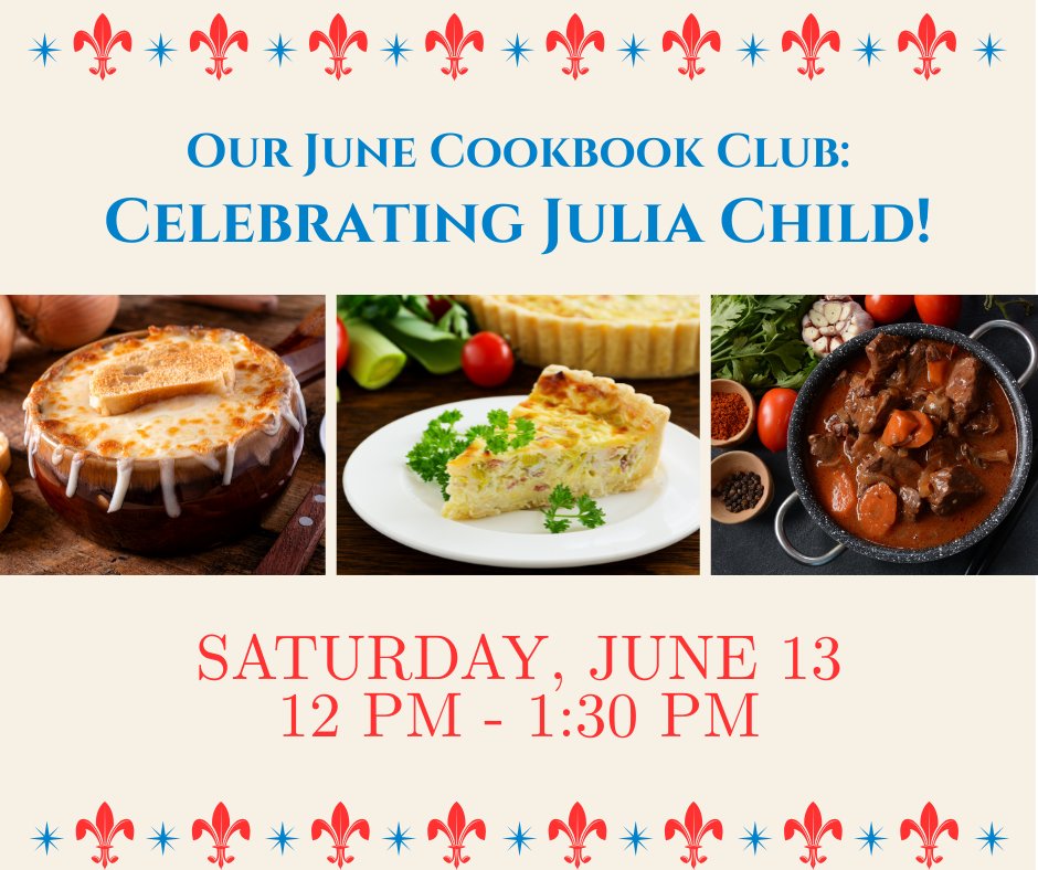 Cookbook Club Meeting, June 13, 12-1:30pm